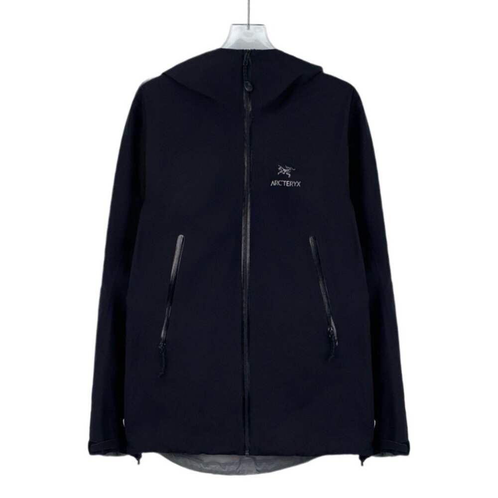 ARC’TERYX Deep Navy Blue Logo Embroidered Hooded Zip-Up Long Sleeve Jacket